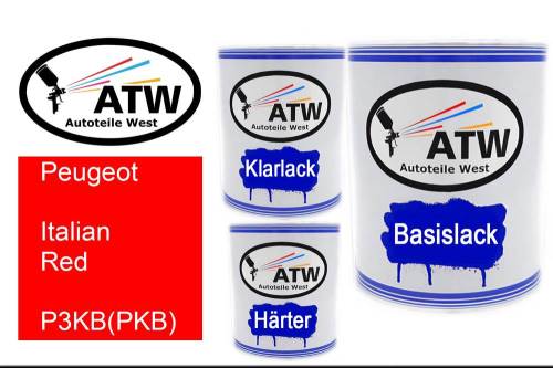 Peugeot, Italian Red, P3KB(PKB): 1L Lackdose + 1L Klarlack + 500ml Härter - Set, von ATW Autoteile West.